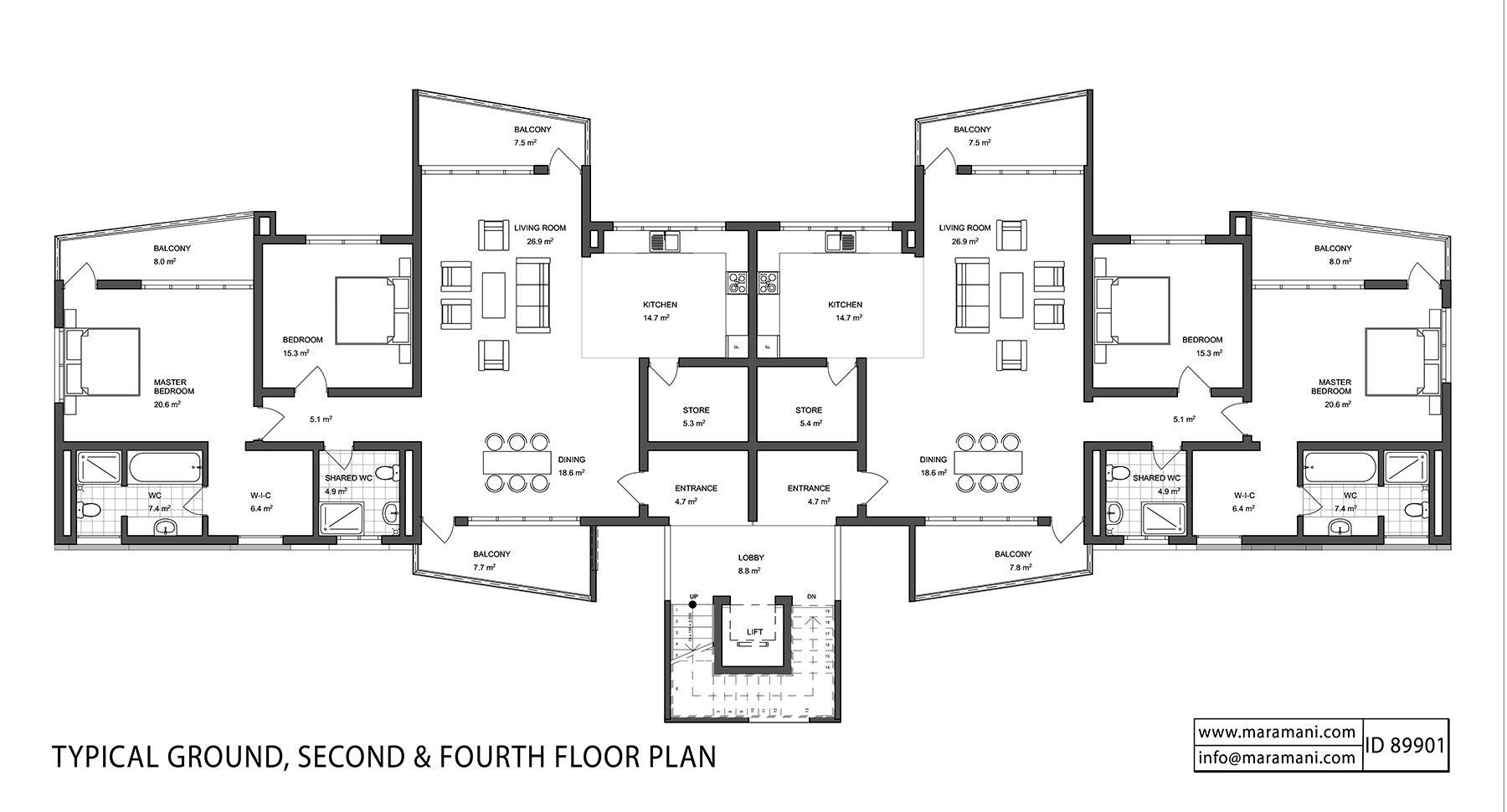 12 flat apartment block - ID 89901