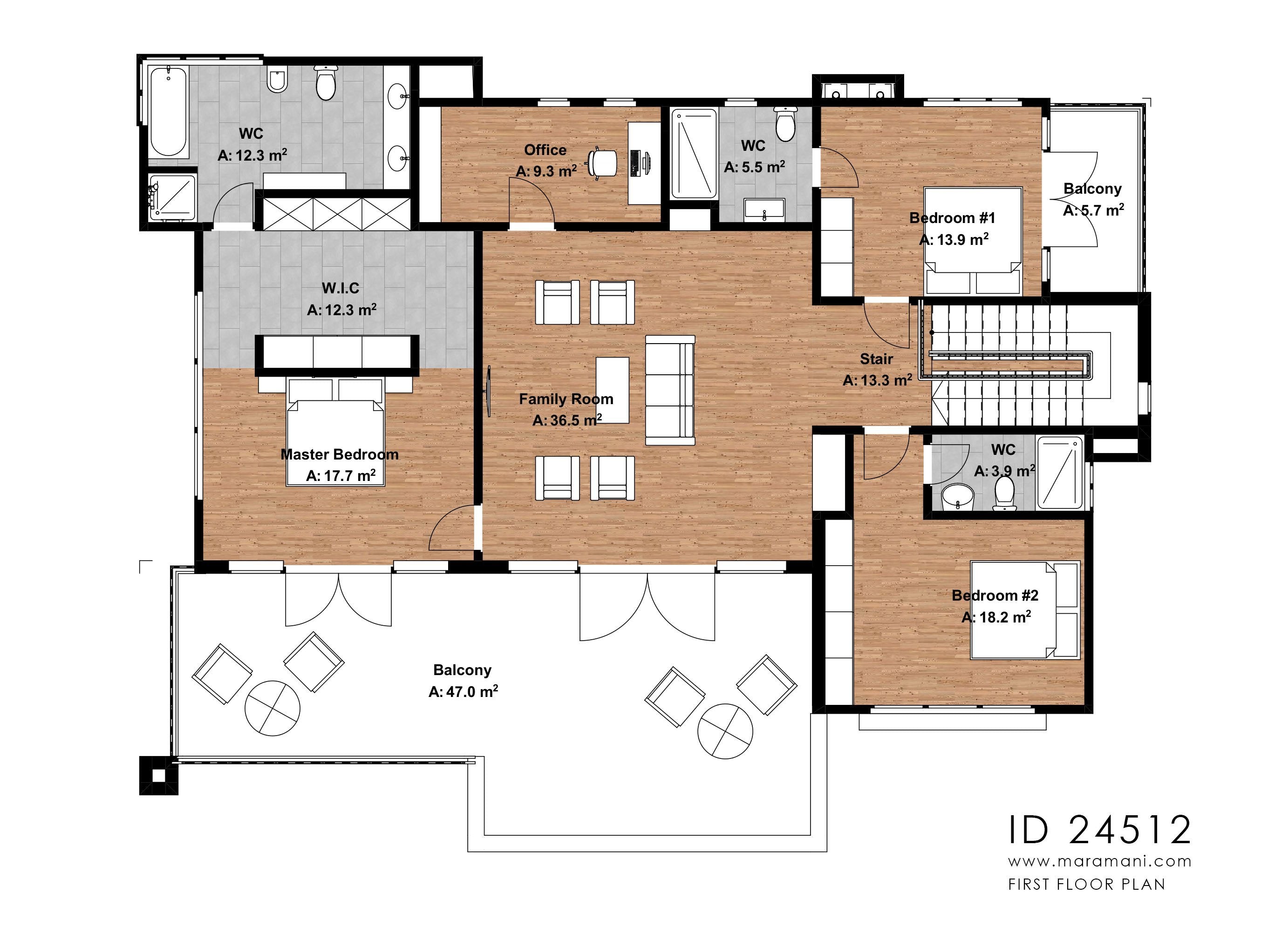 Flat roof 4 bedroom mansion - ID 24512