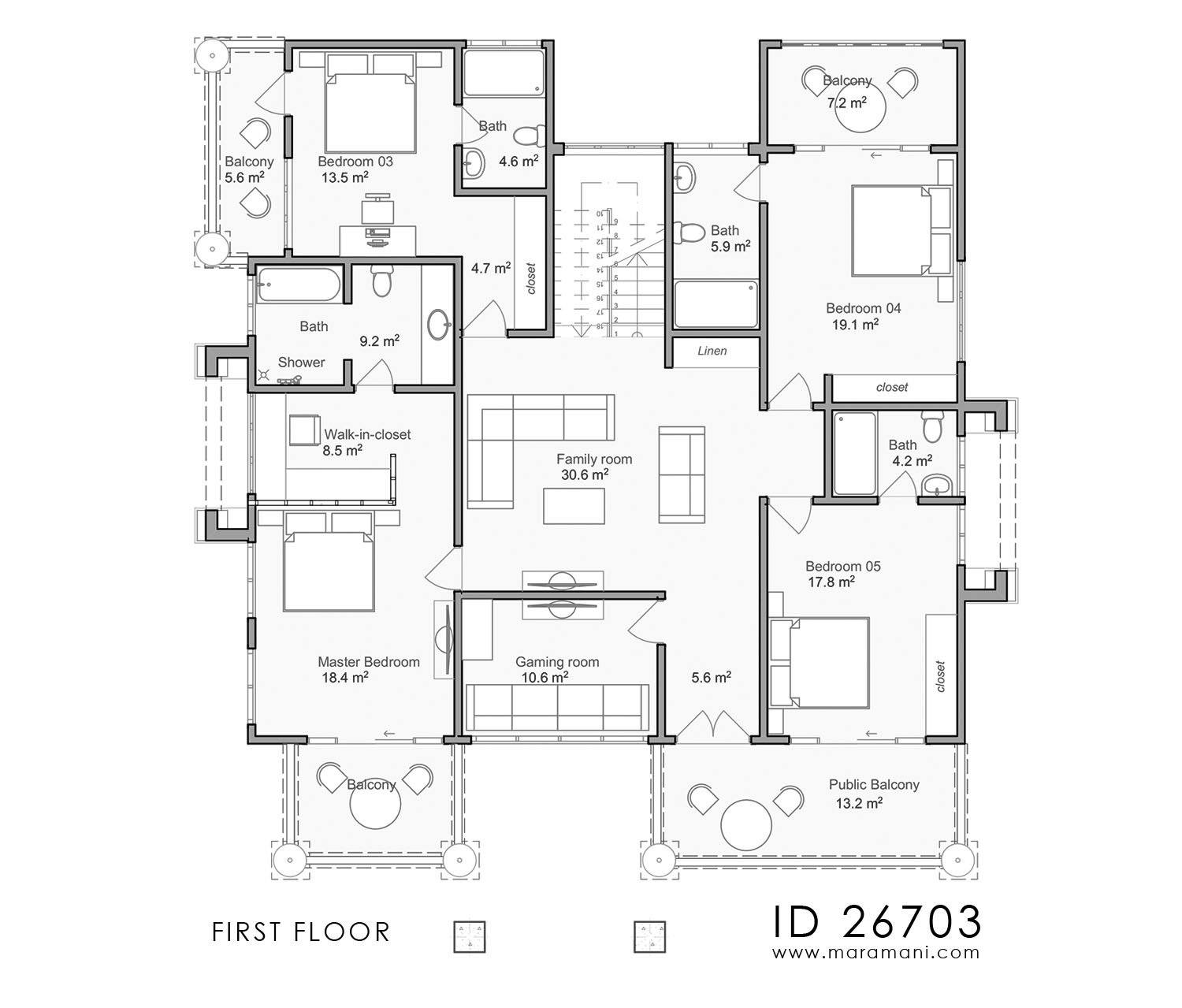 6 Bedroom House Plan - ID 26703