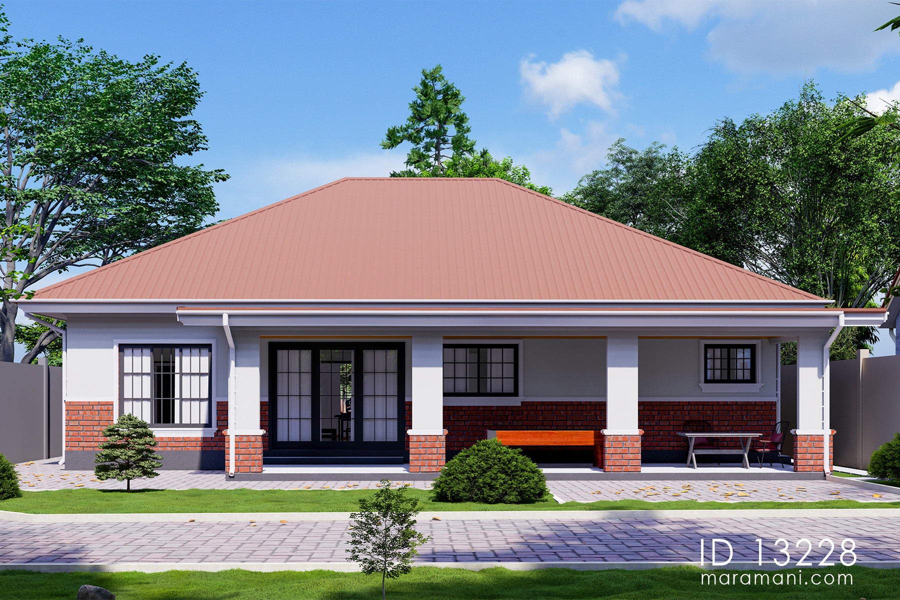 3 bedroom 2 bathroom house design - ID 13228