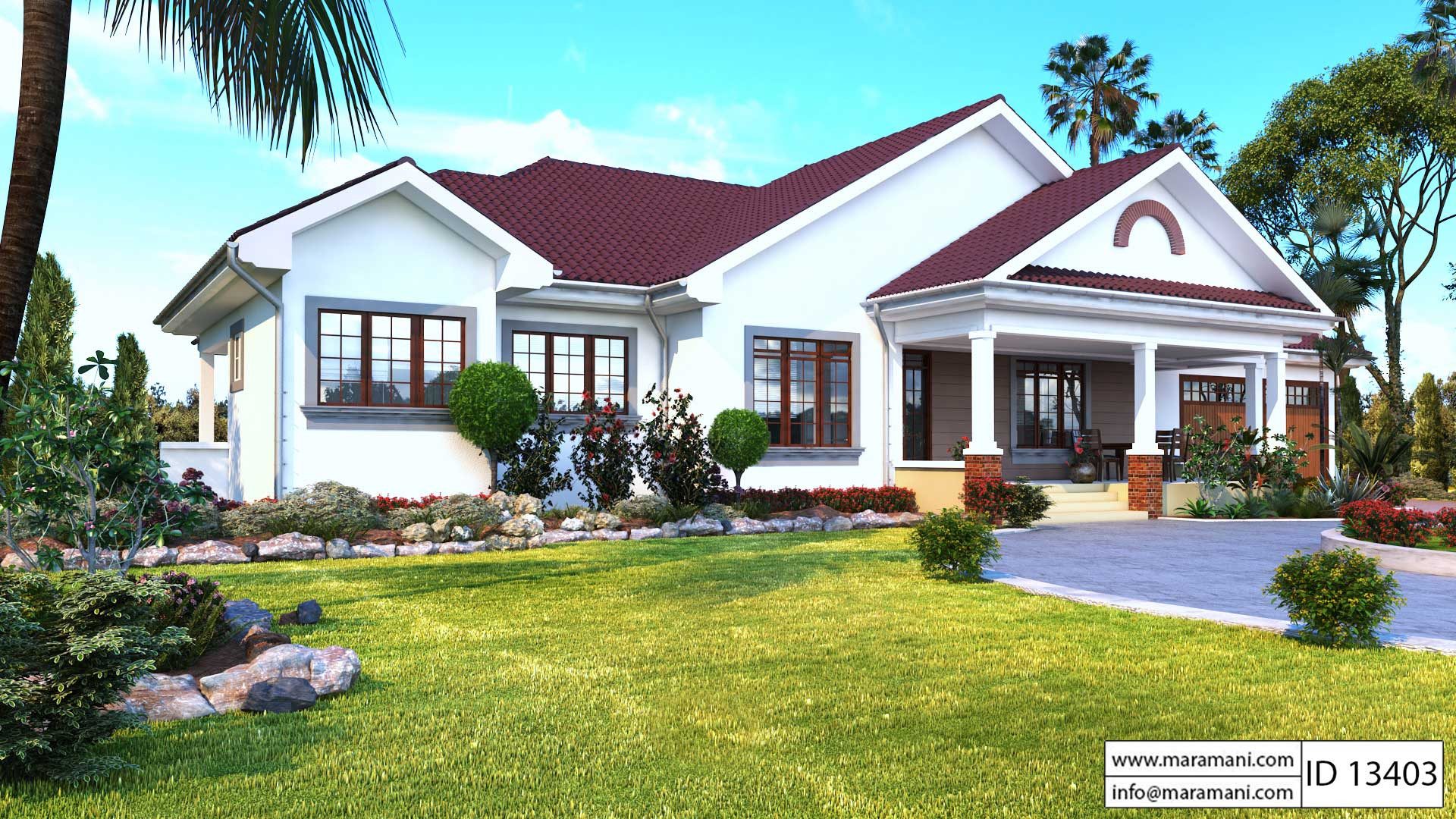 3 Bedroom Bungalow Plan - ID 13403