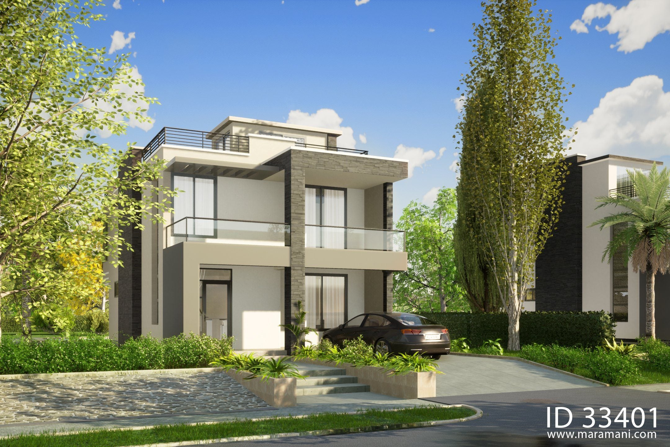 3 Bedroom House Plan with roof deck - ID 33401