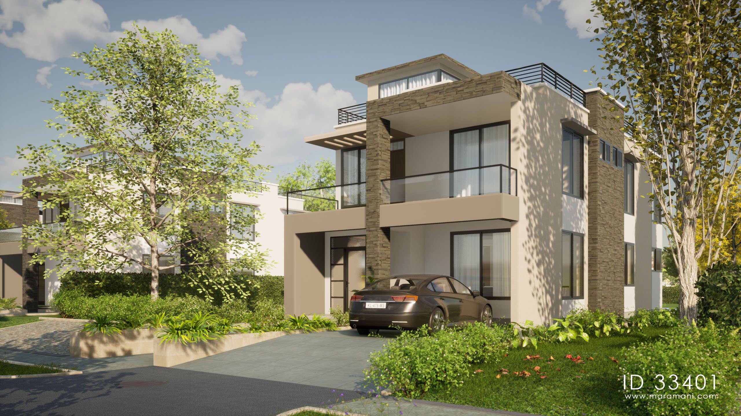 3 Bedroom House Plan with roof deck - ID 33401