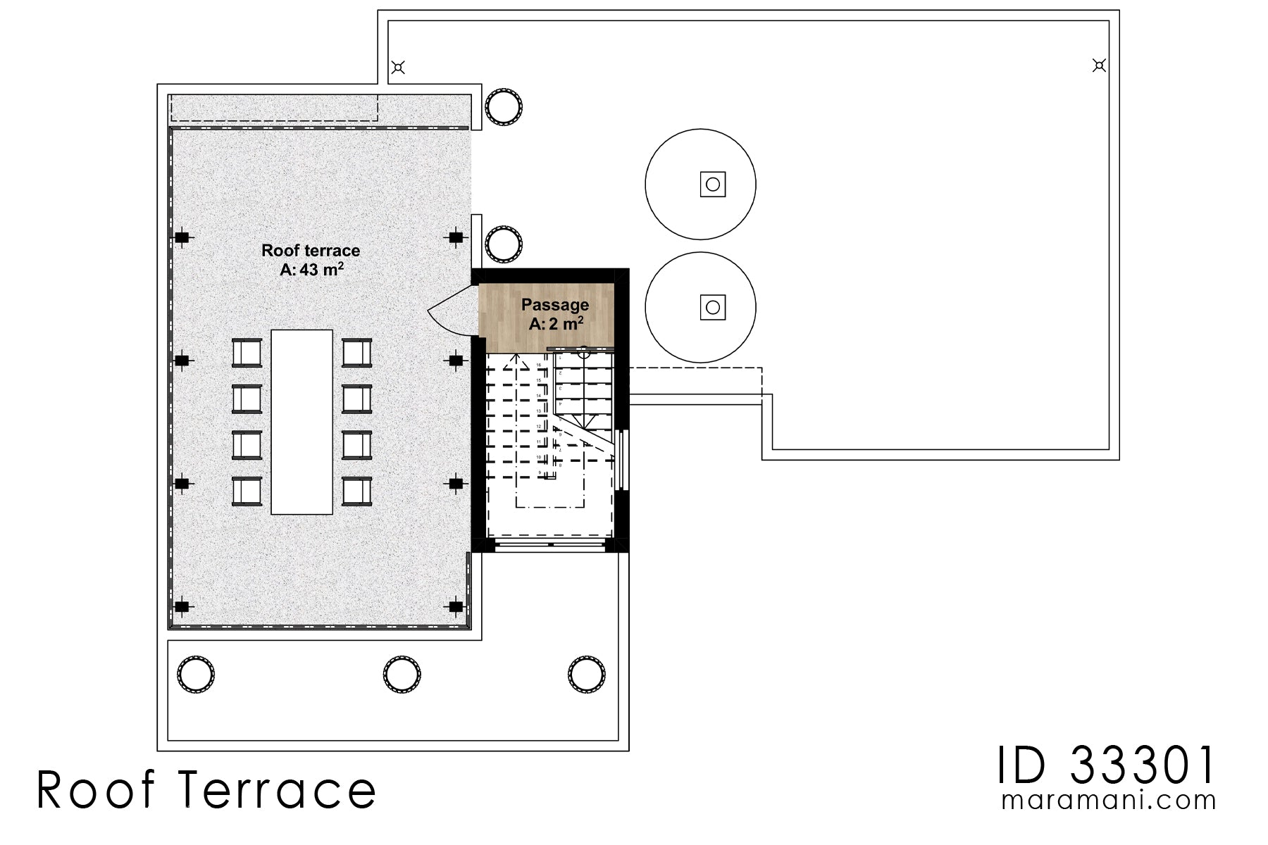 3 Bedroom House plan with roof terrace - ID 33301