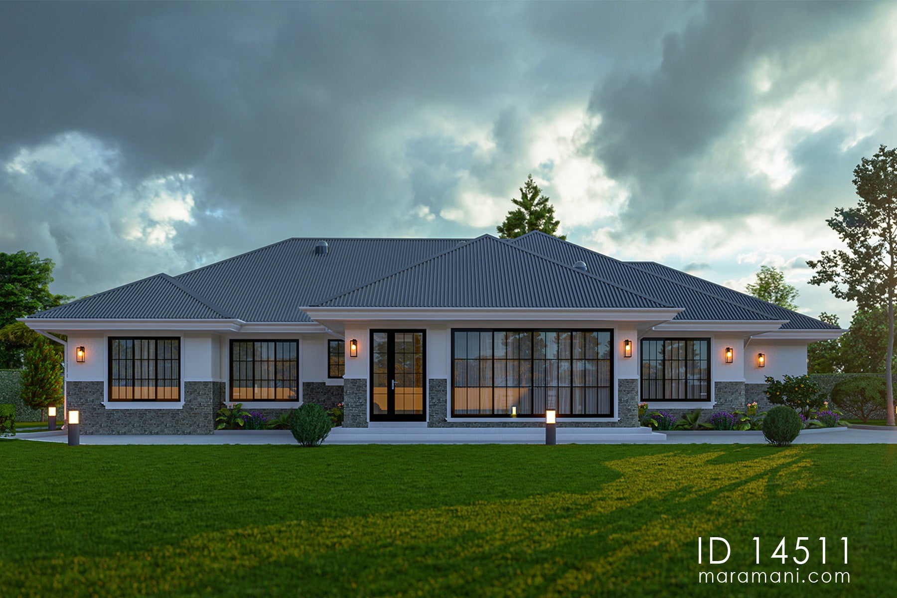 4-bedrooom modern bungalow house - ID 14511