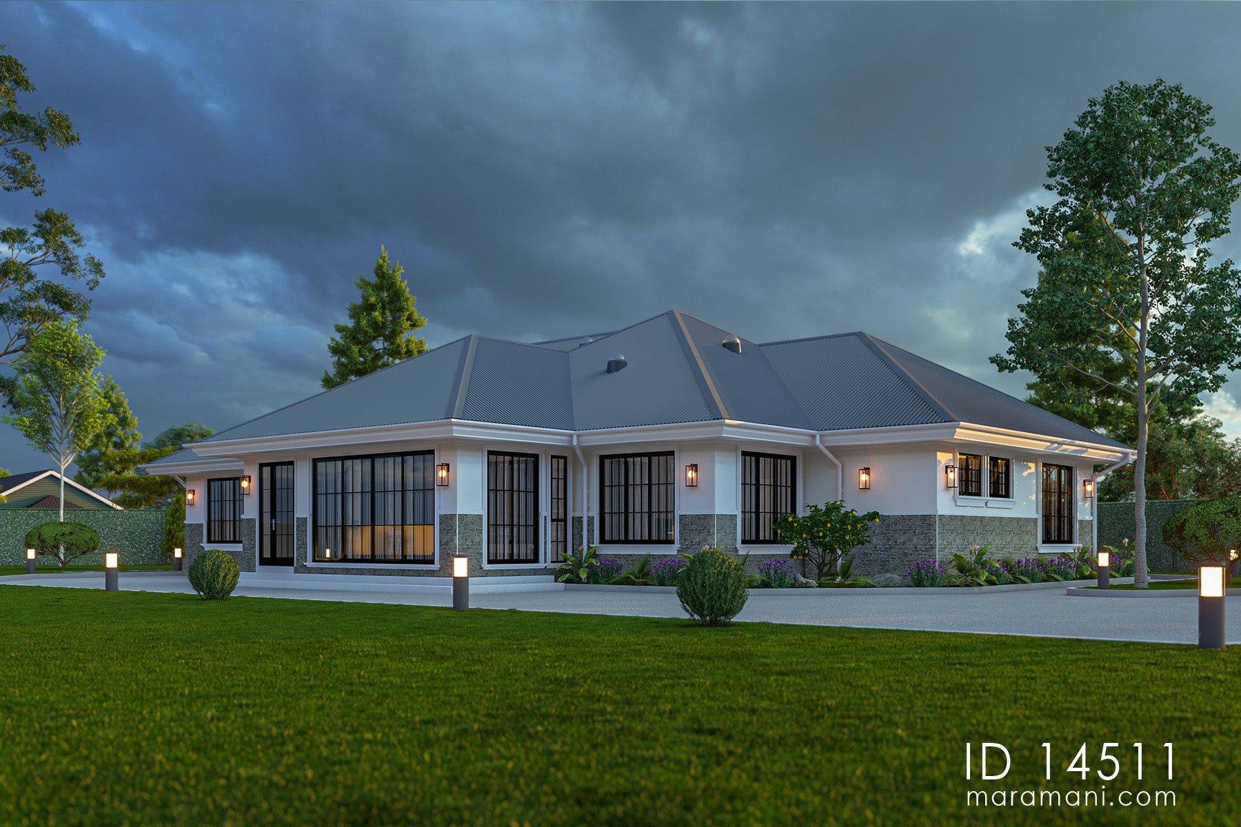 4-bedrooom modern bungalow house - ID 14511