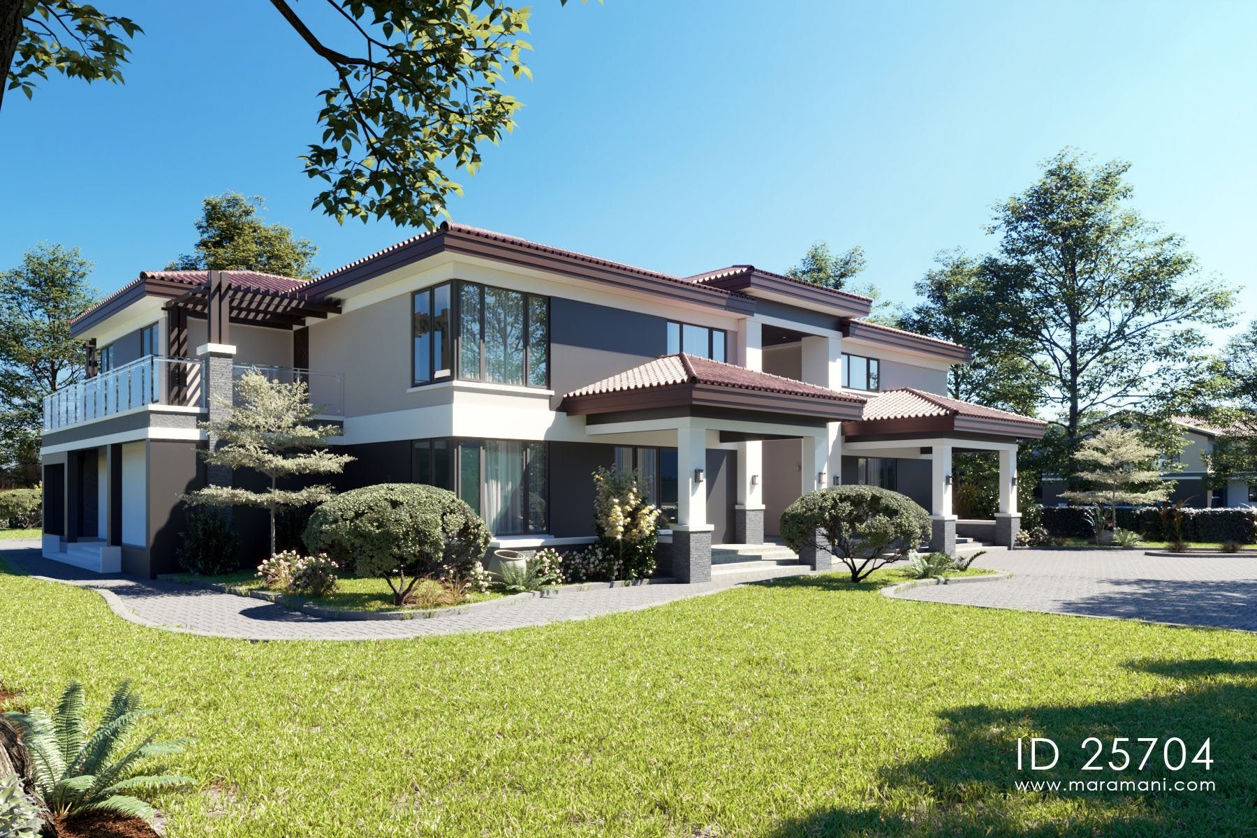 5 Bedroom House Plan with large balconies - ID 25704