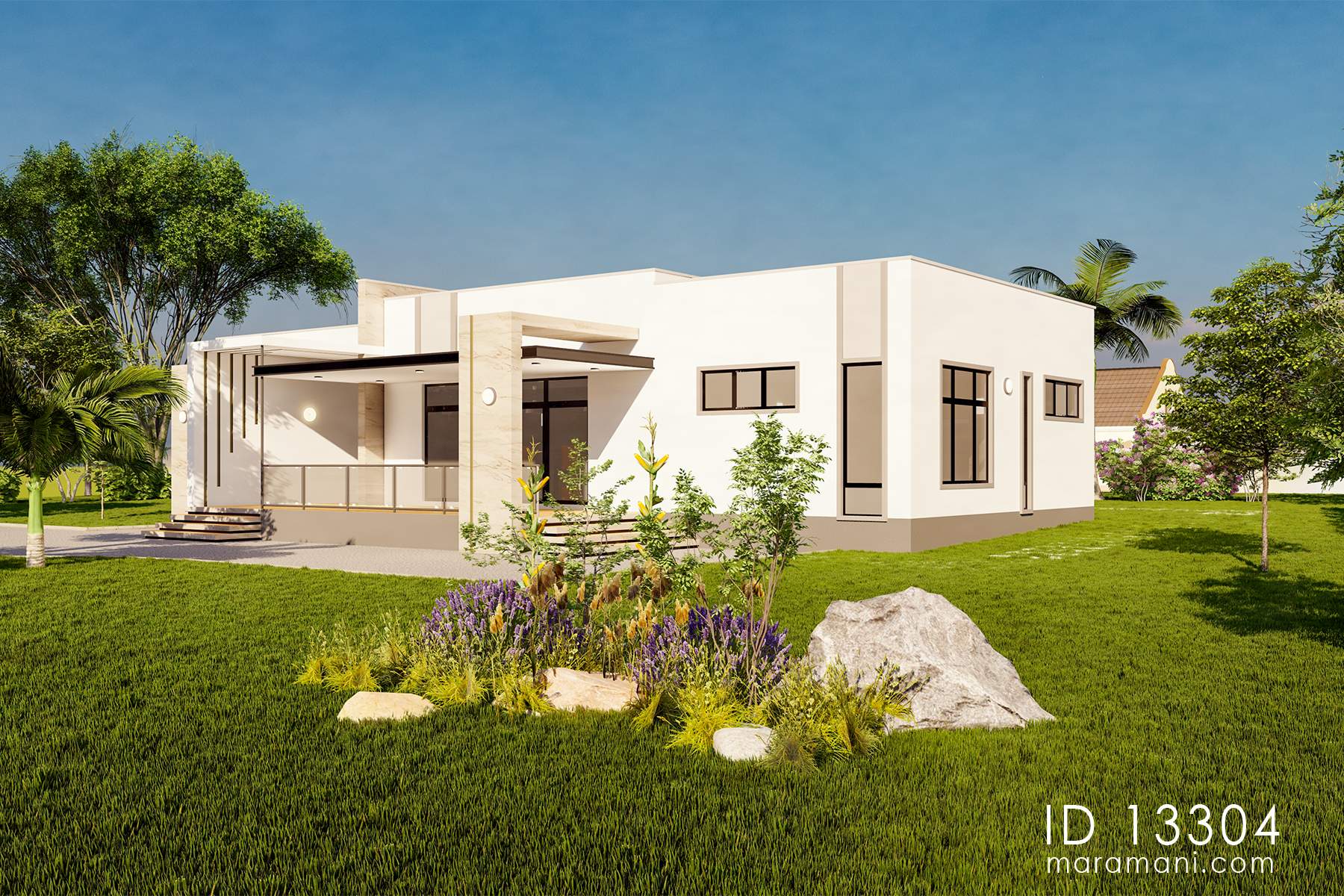 Contemporary 3 bedroom plan with 3 baths - ID 13304