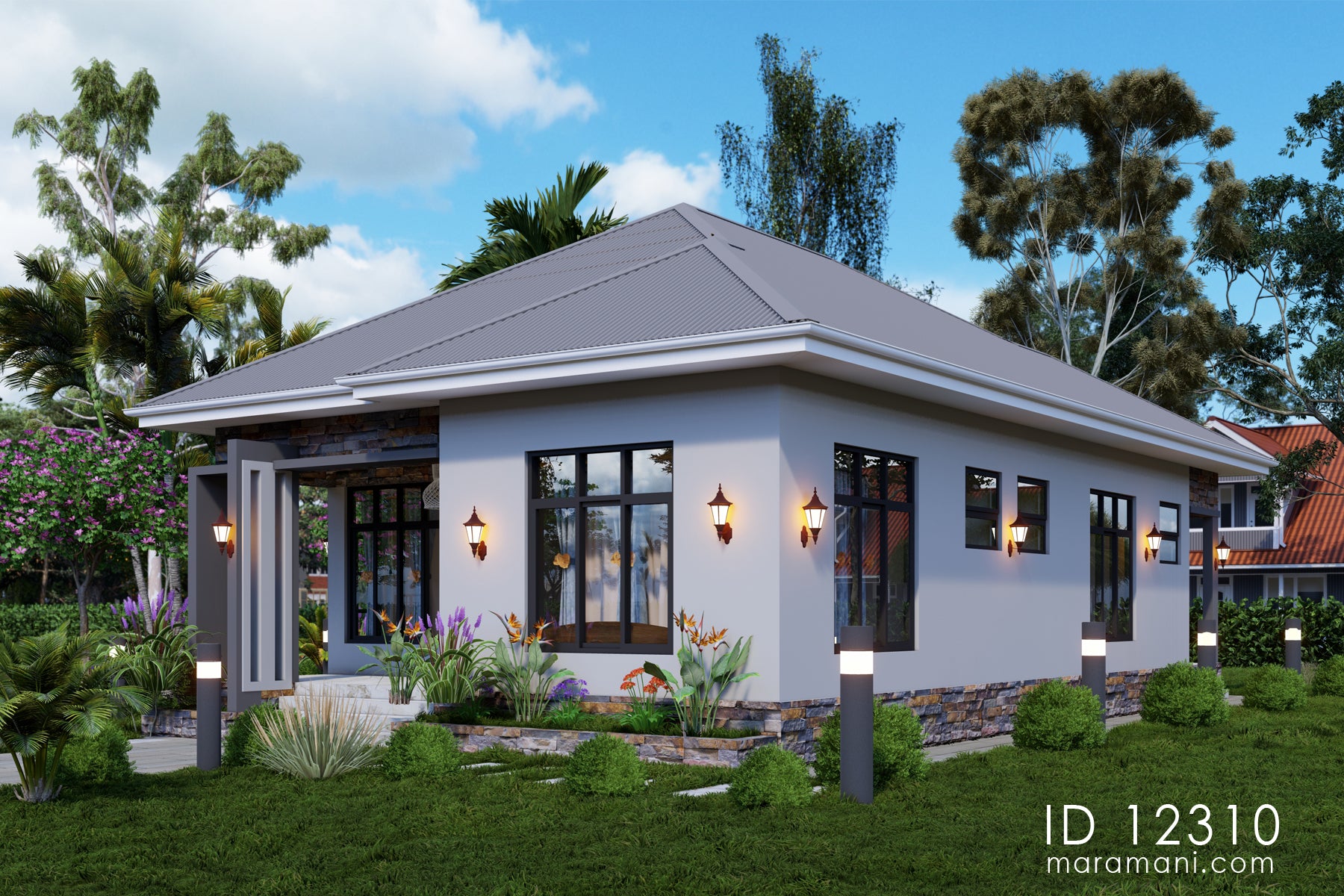 Charming 2-Bedroom Single-Story House Plan – ID 12310