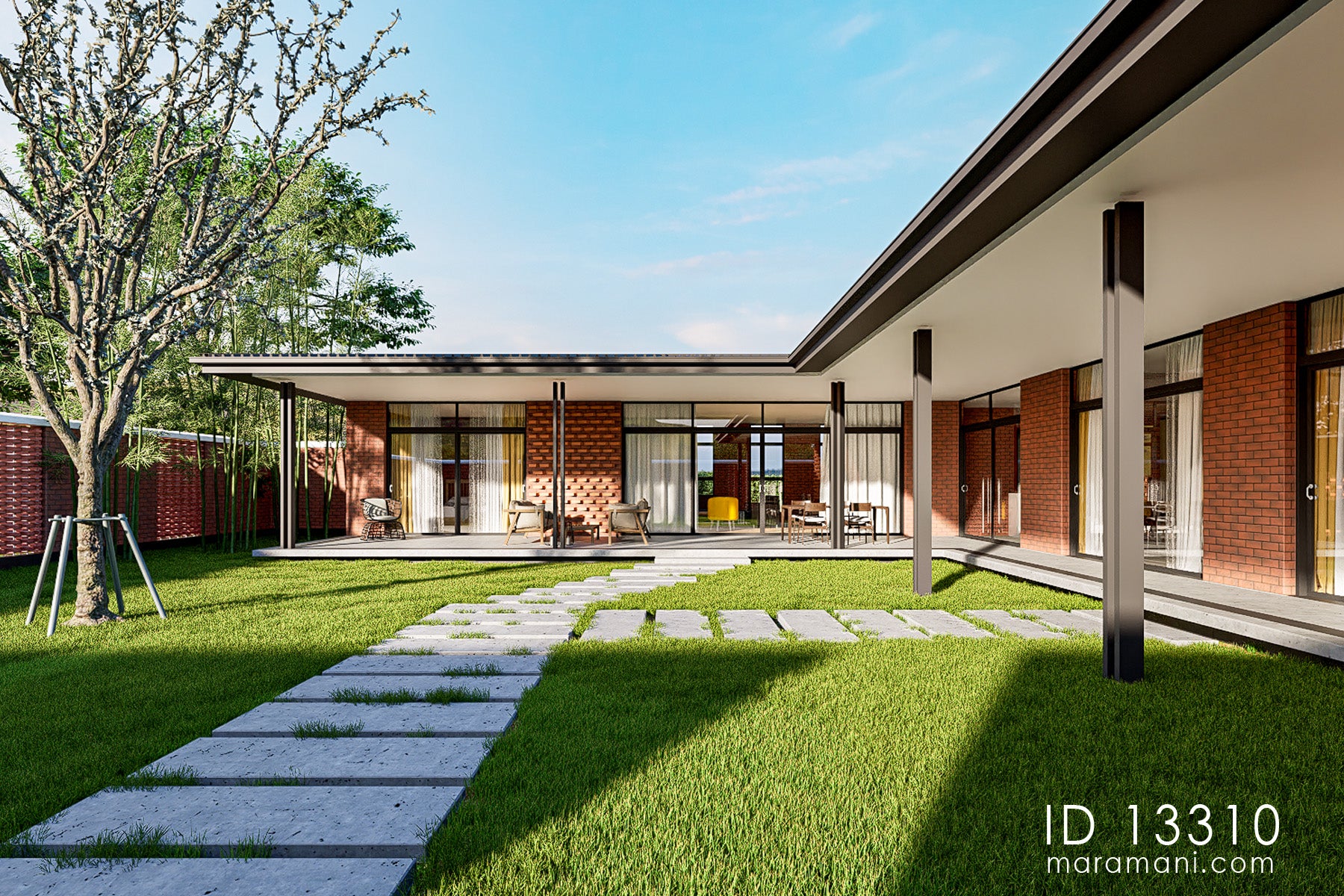 Modern 3-Bedrooms, 1-Story House Plan - ID 13310