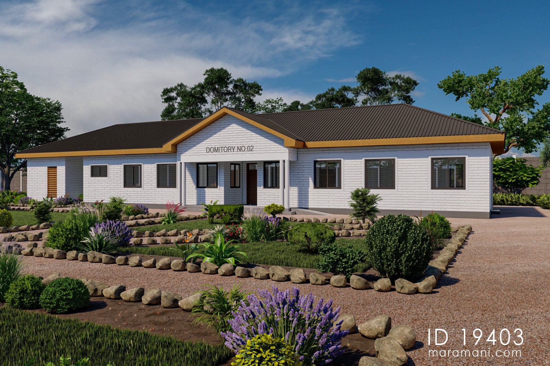 10- Room, Single-Story Communal Residence Plan - ID 19403