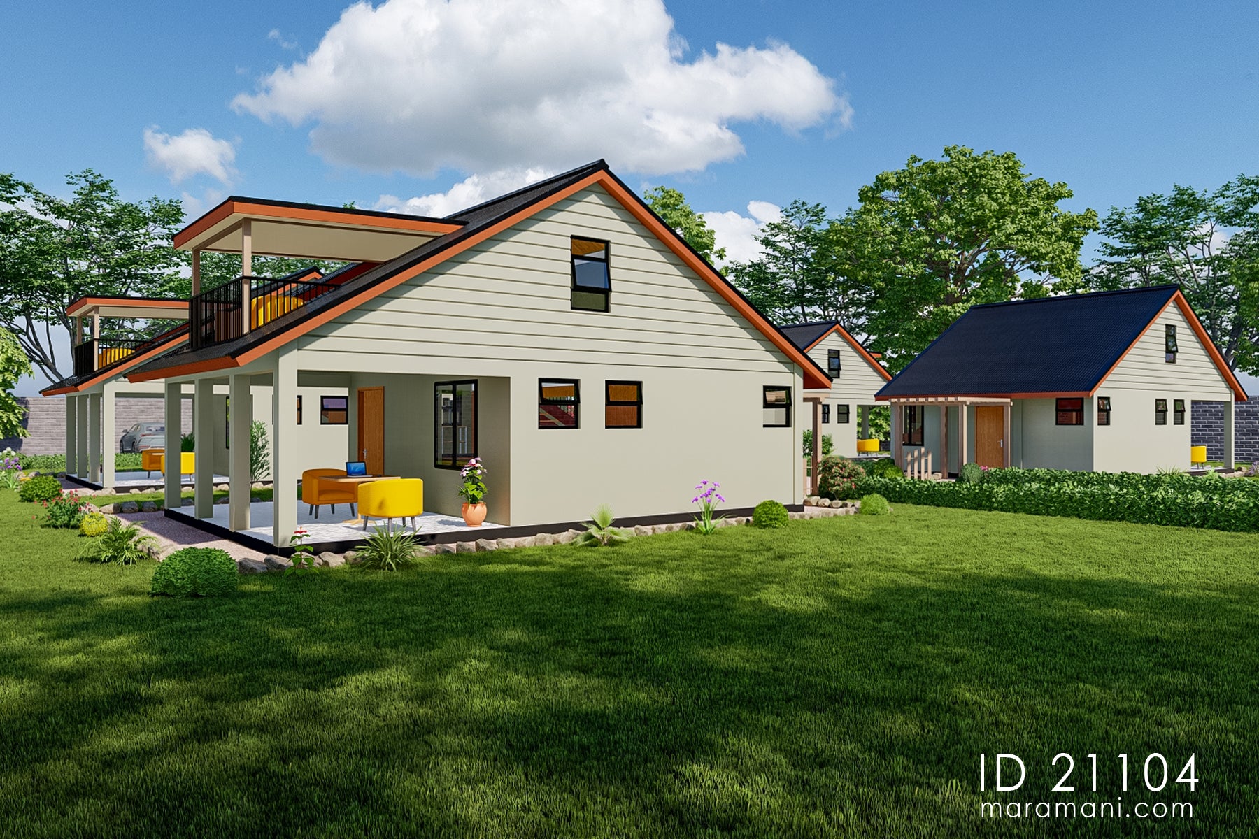 Cozy 1-Bedroom, 2-Story House Plan - ID 21104