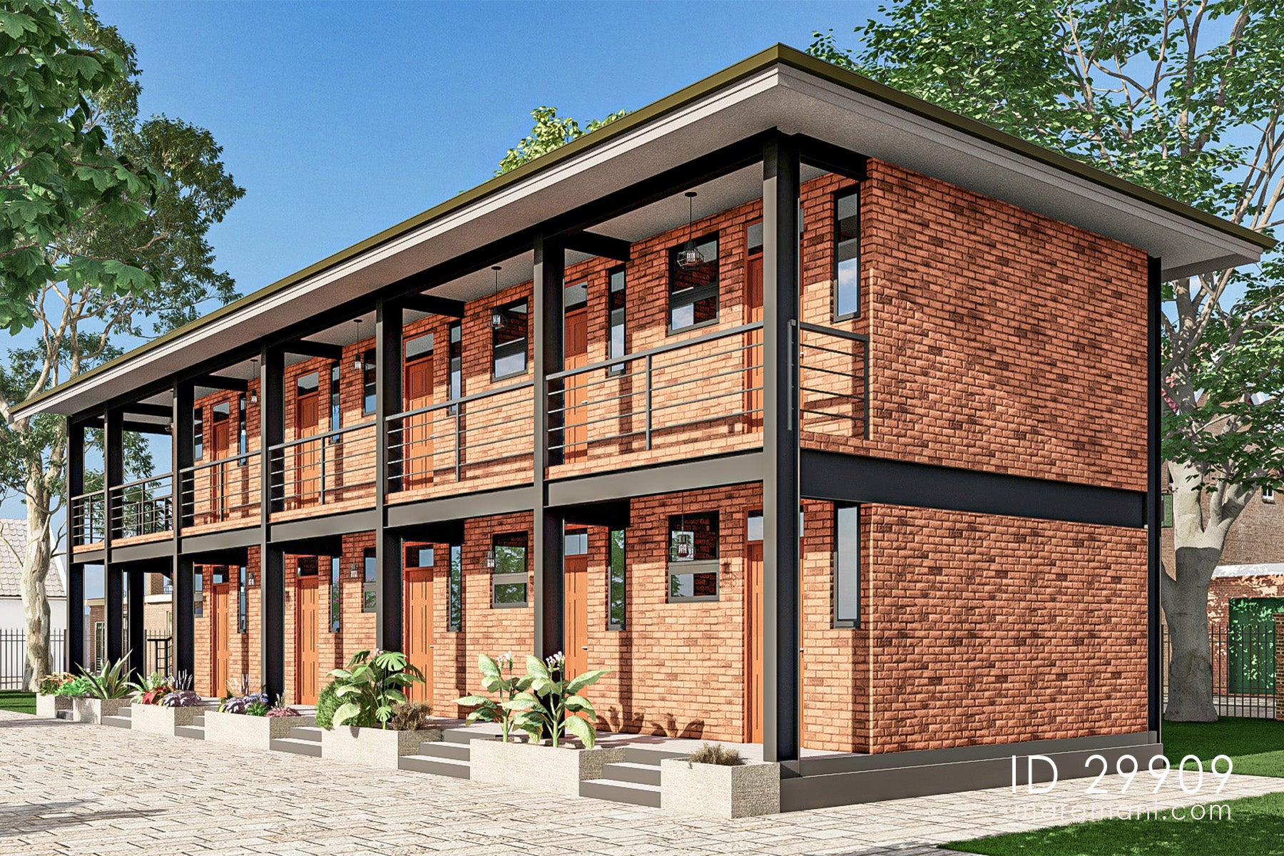 10-Bedroom Hostel Building Plan - ID 29909