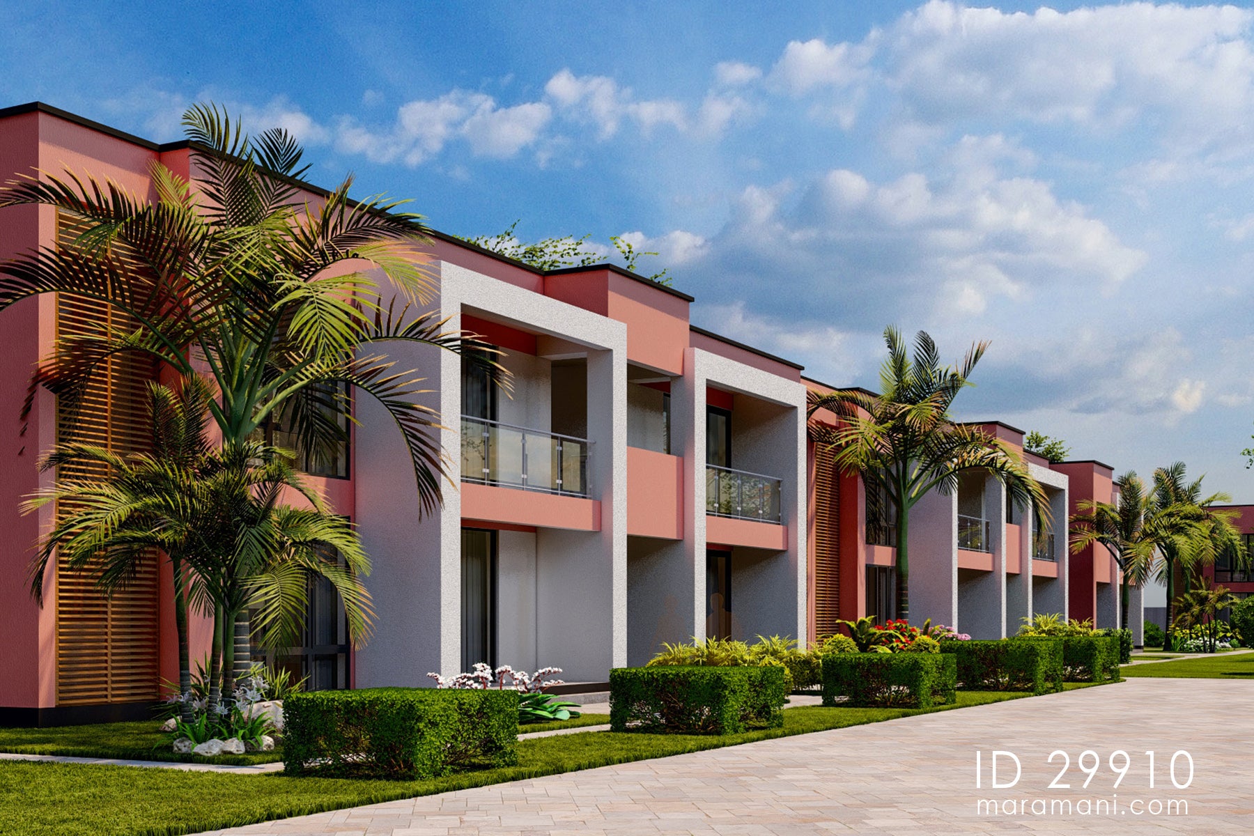 10 Unit, 2-Story Apartment Block Plan – ID 29910