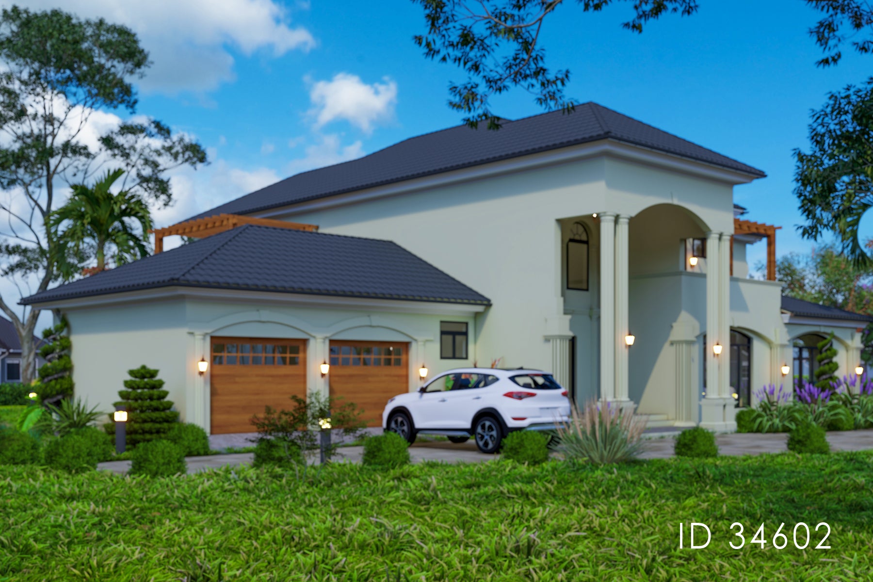 Luxurious 4 Bedroom, 3-Story House Plan – ID 34602