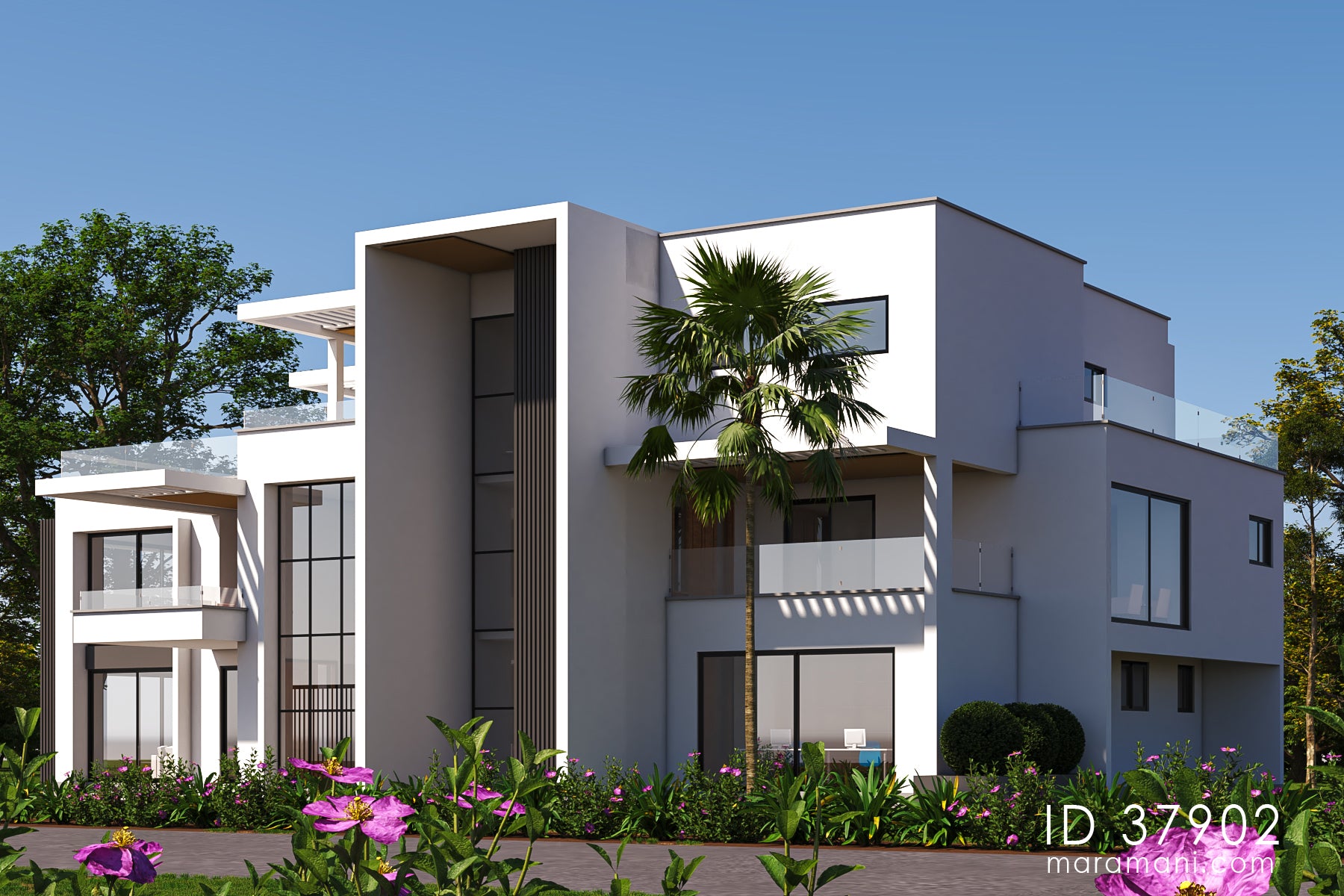 Luxurious 7-Bedrooms, 3-Story House Plan  - ID 37902