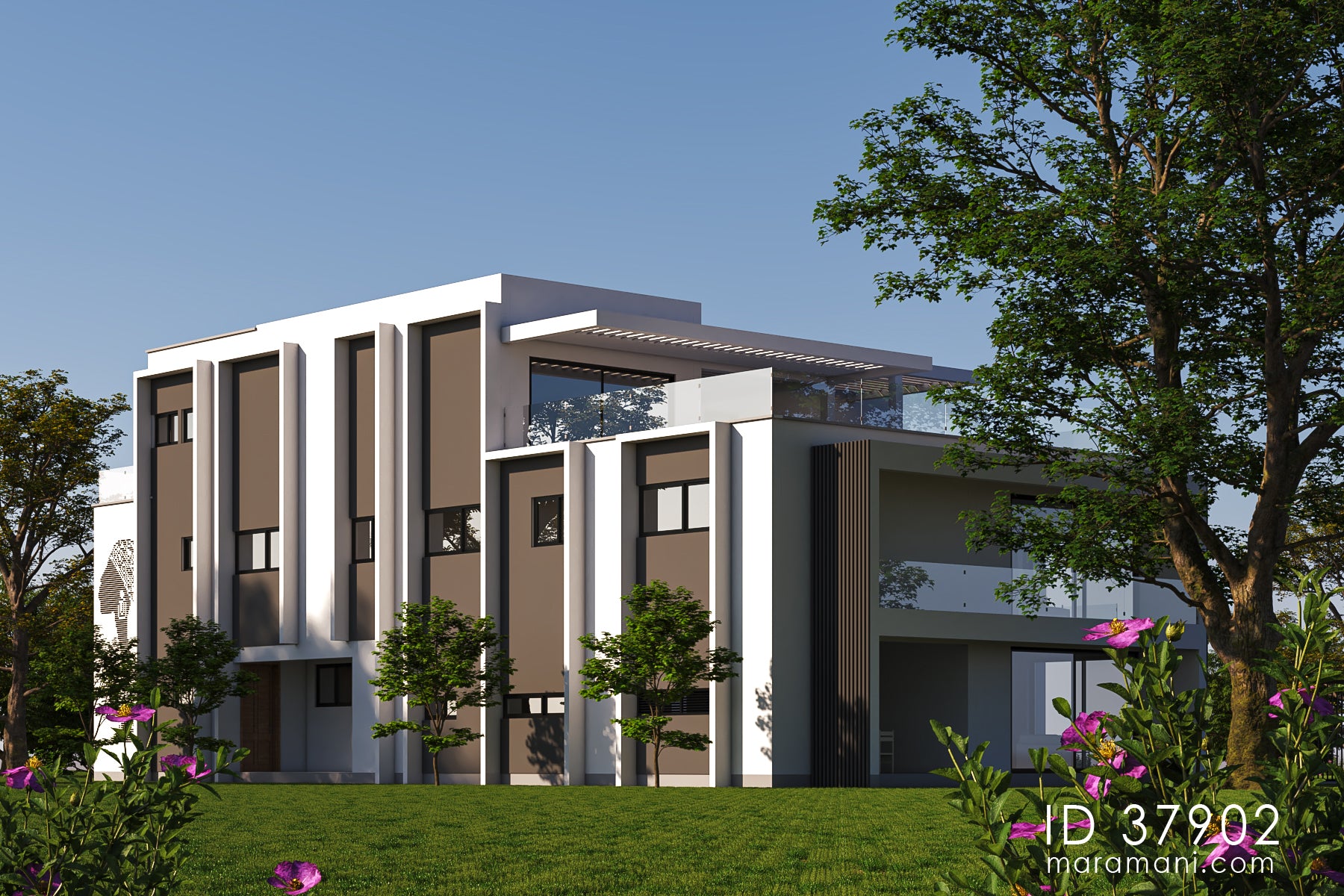 Luxurious 7-Bedrooms, 3-Story House Plan  - ID 37902