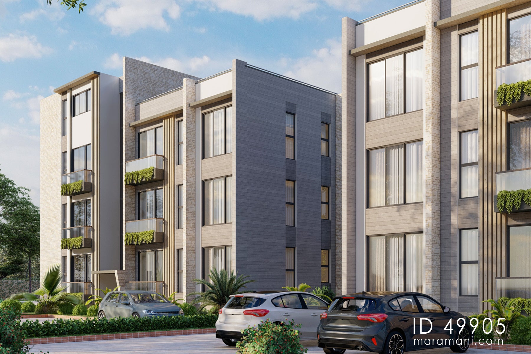 10-Apartments 4-Story Building Plan - ID 49905