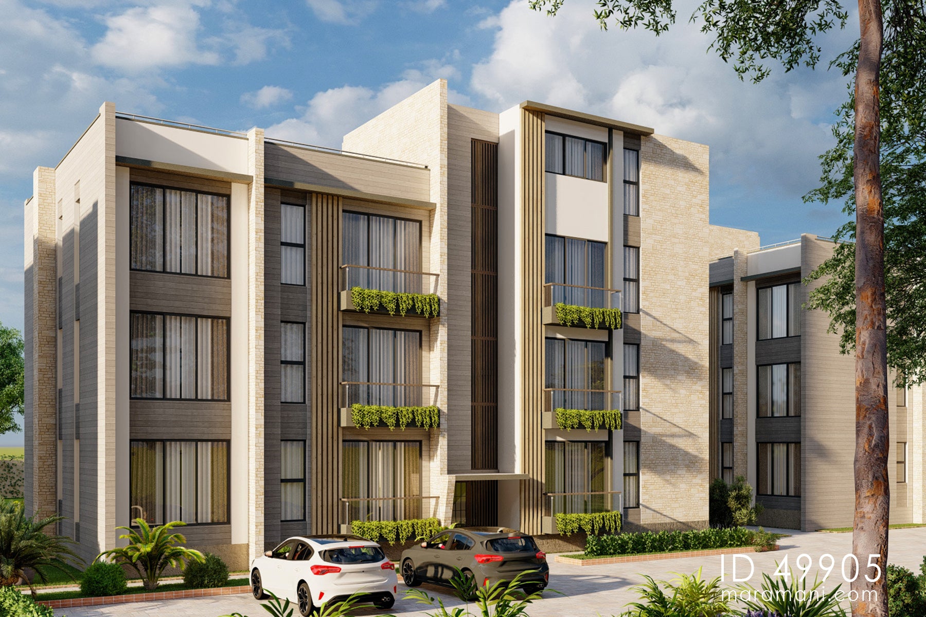 10-Apartments 4-Story Building Plan - ID 49905