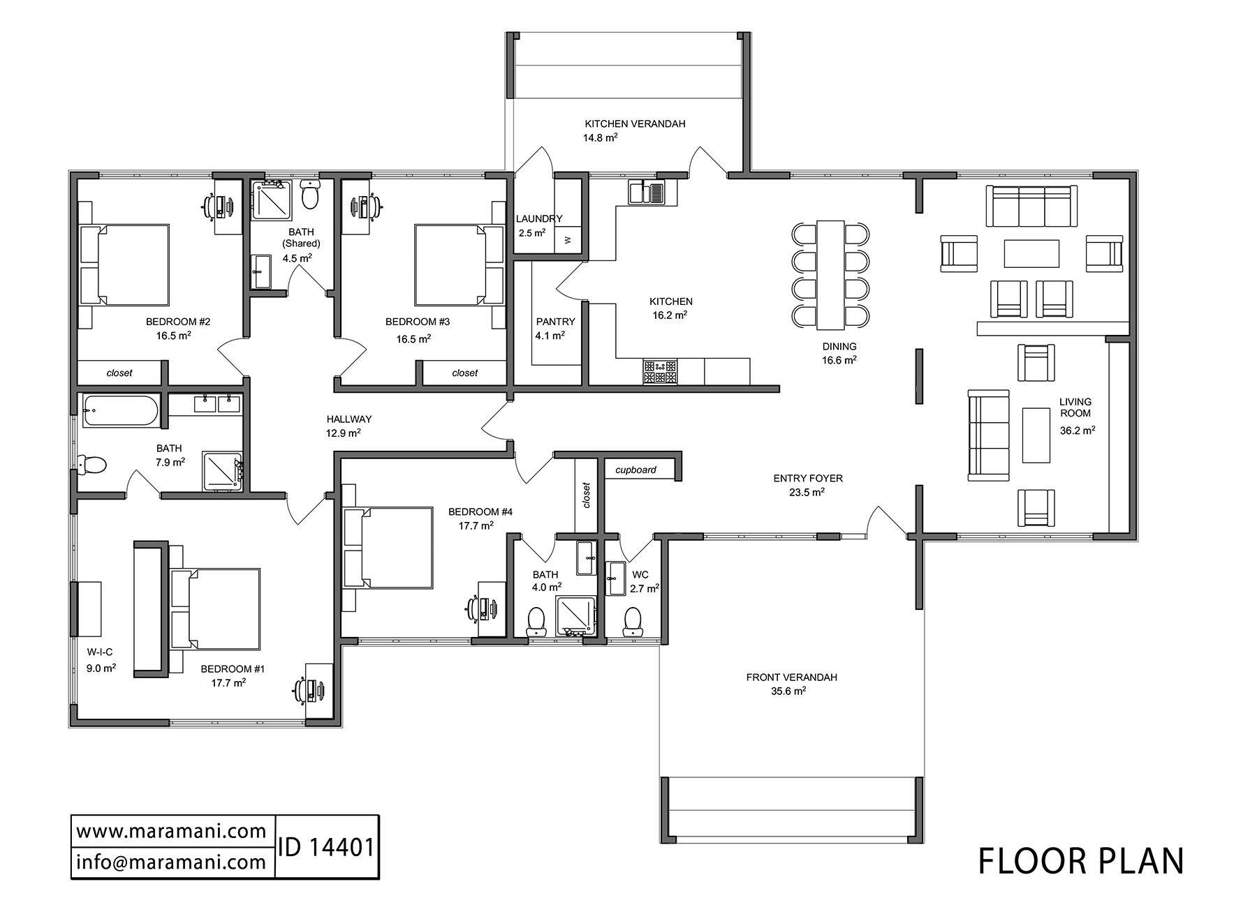 4 Bedroom house plan - ID 14401