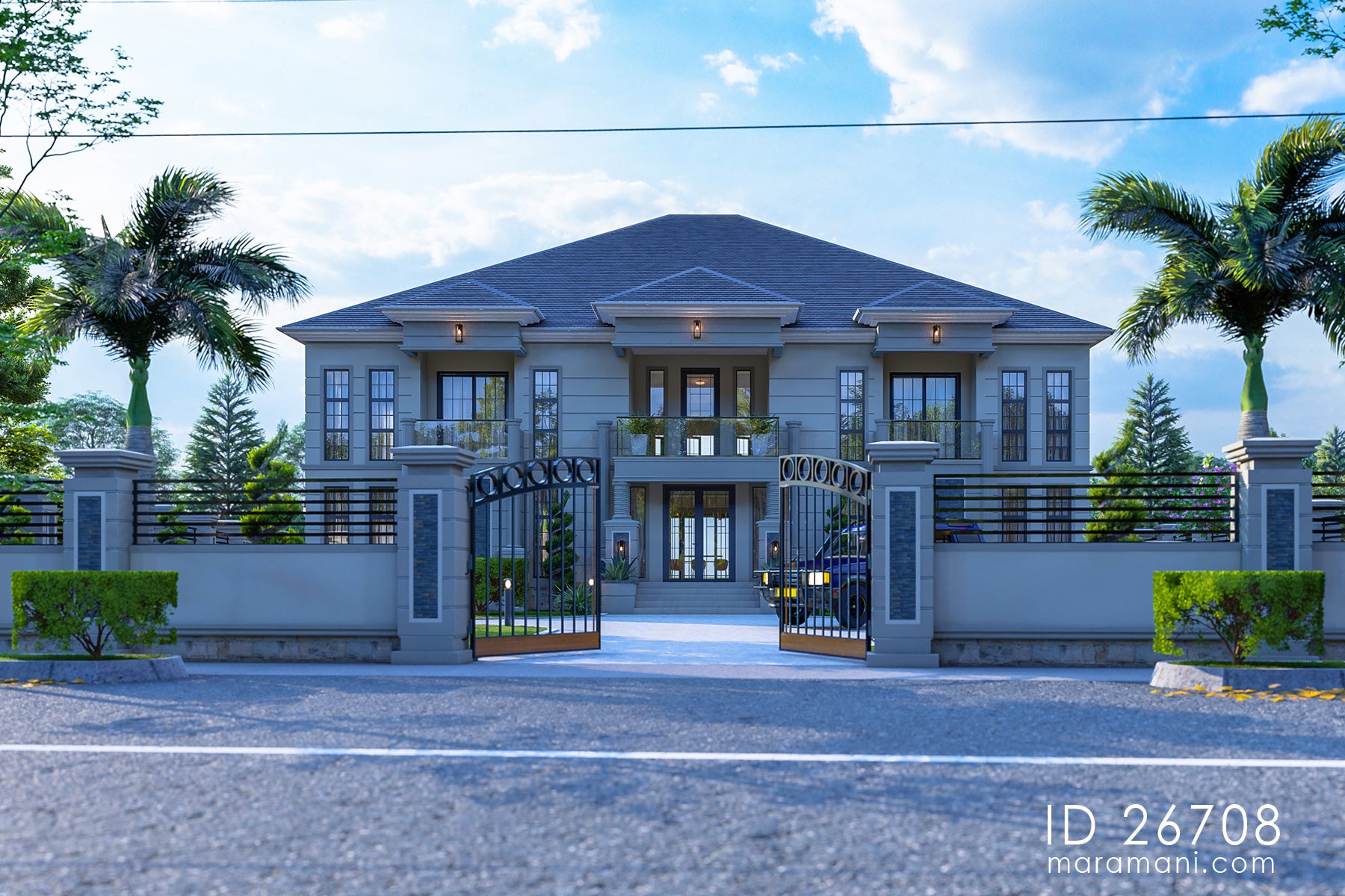 Modern classical 6-bedroom mansion house plan - ID 26708