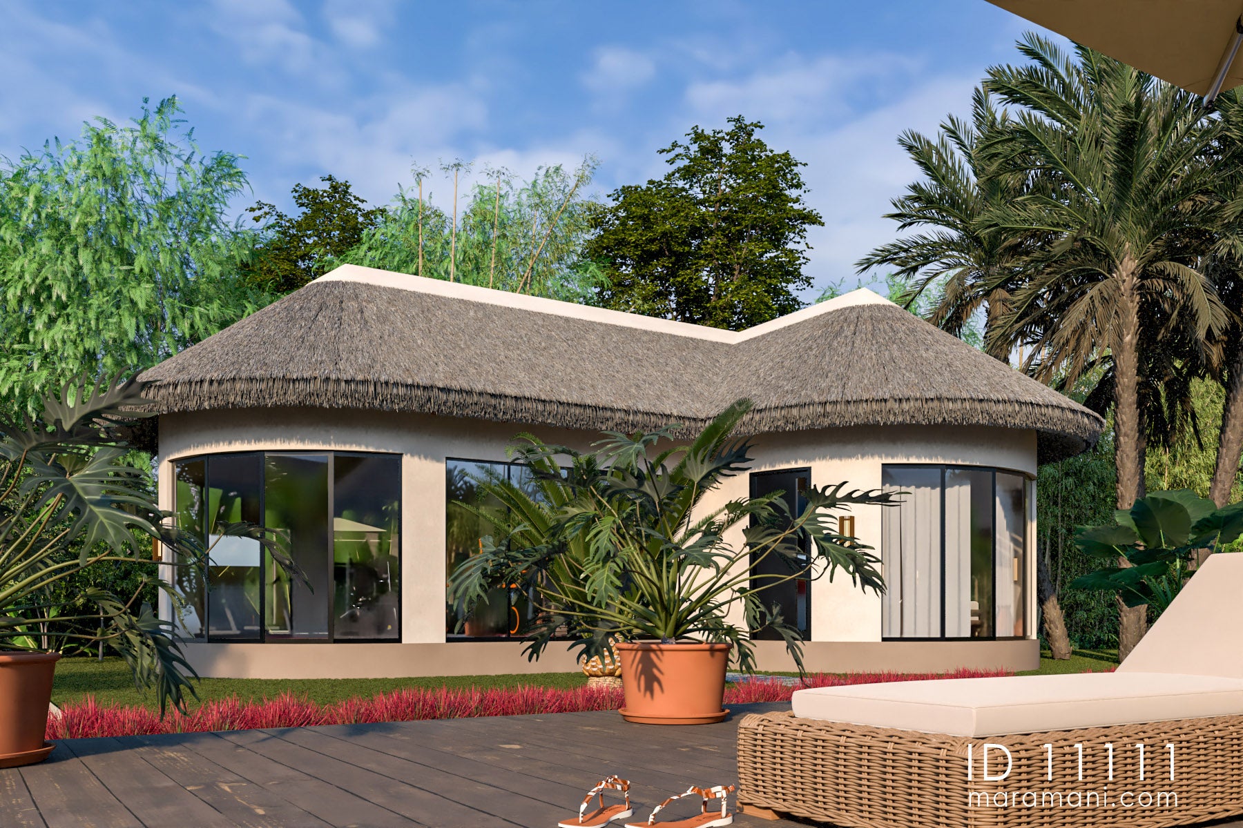 Gym Thatch Roof Design - ID 11111