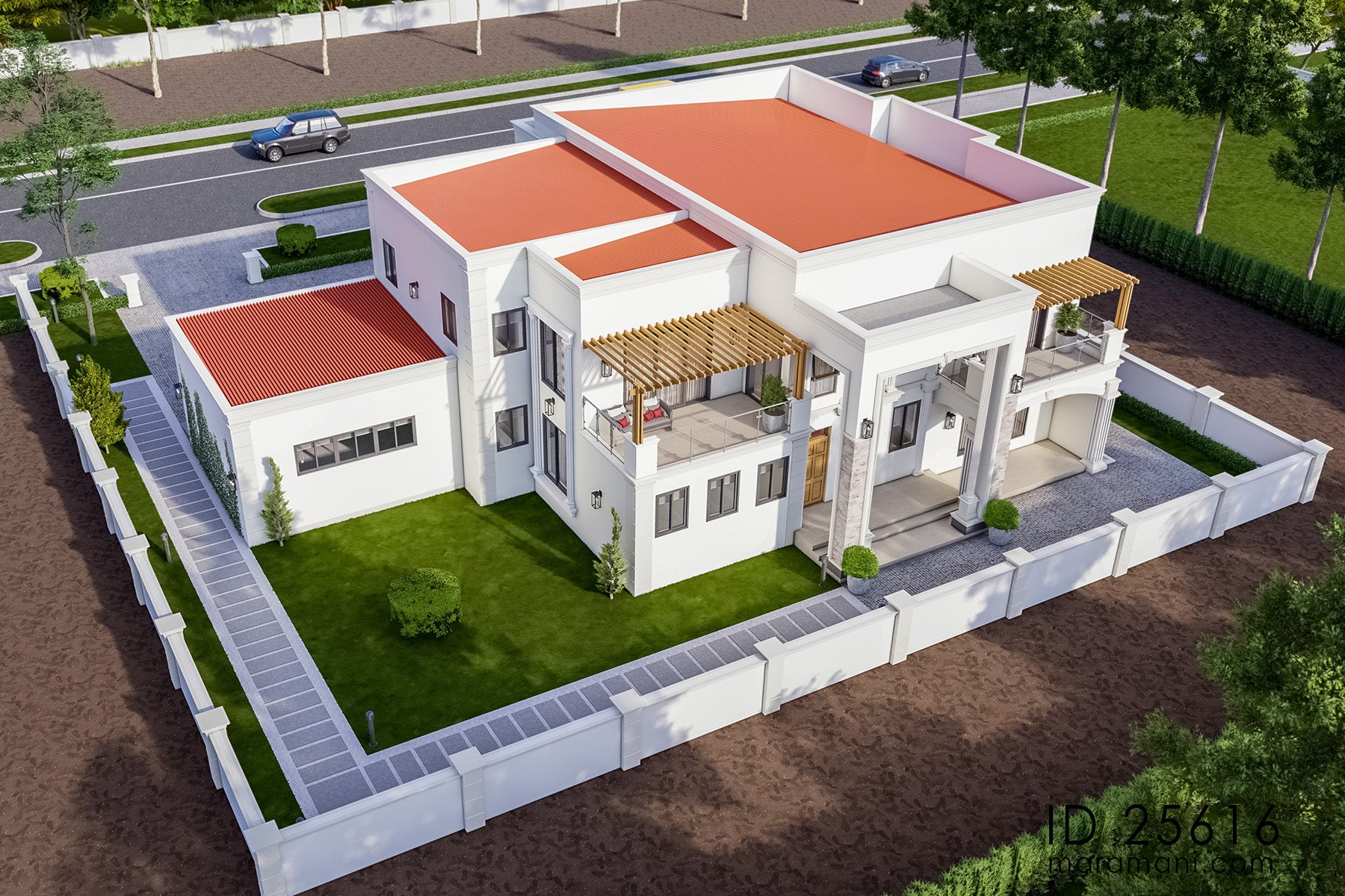 Two-story 5-bedroom house plan ID-25616