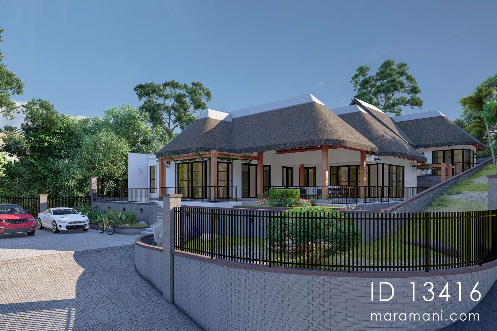 Thatched Roof House on a hill - ID 13416