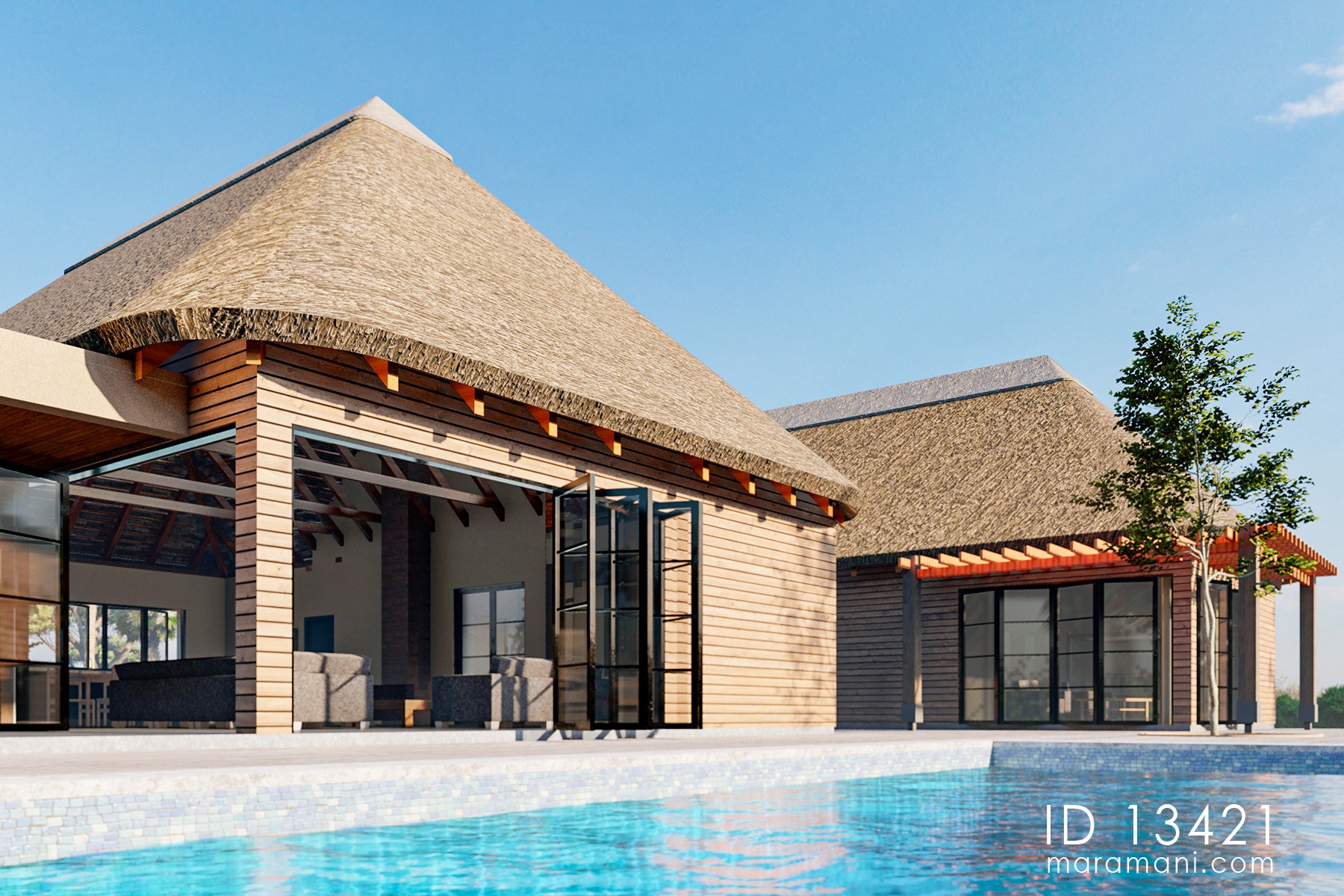 Thatch roof 3 bedroom house - ID 13421