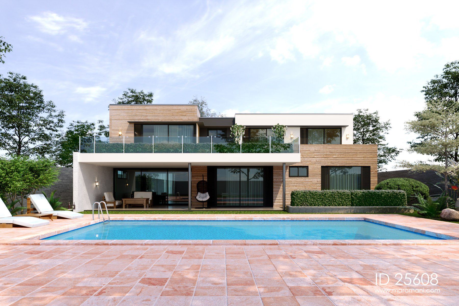Timber clad 5 bedroom contemporary house - ID 25608