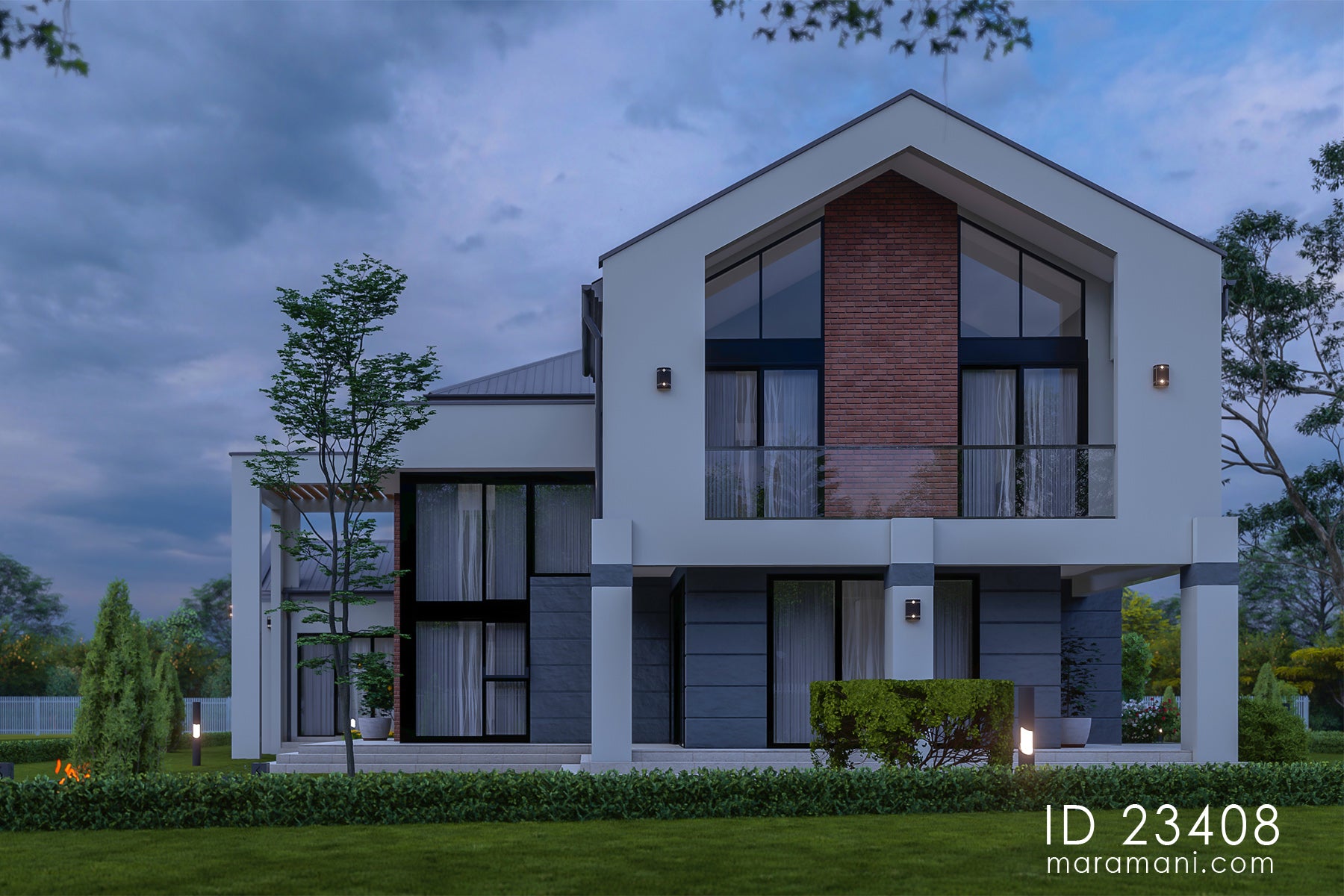 Two-storey 3 bedrooms house plan - ID 23408