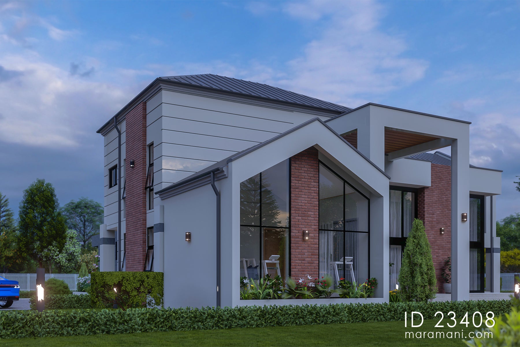 Two-storey 3 bedrooms house plan - ID 23408