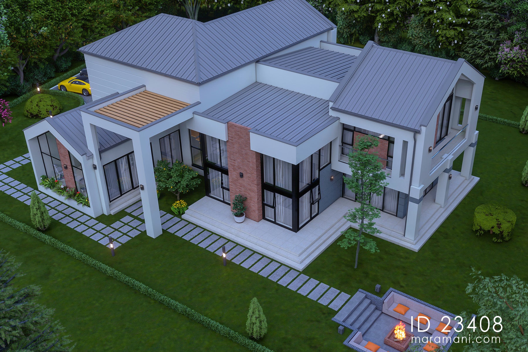 Two-storey 3 bedrooms house plan - ID 23408