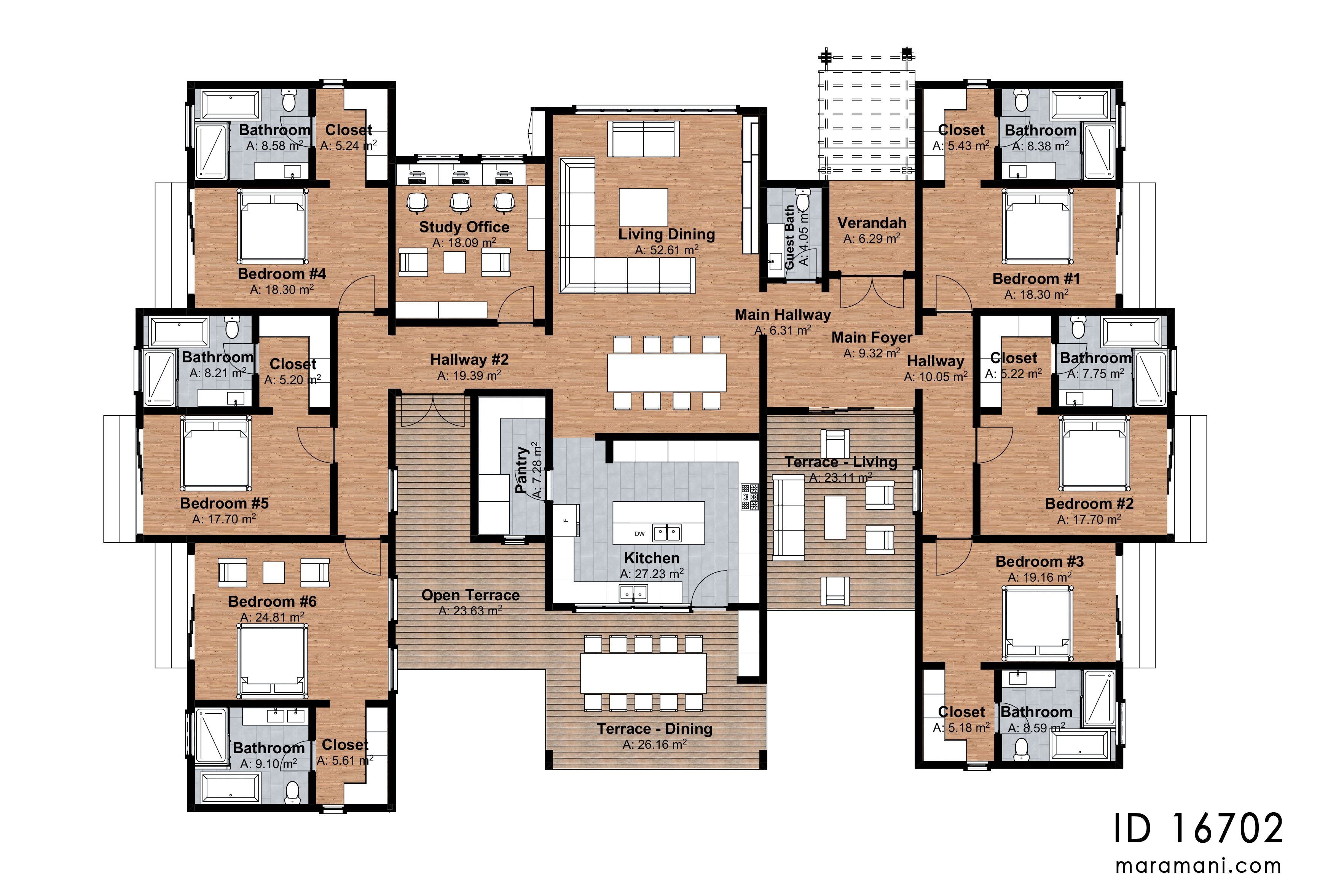 Contemporary 6 bedrooms house - ID 16702