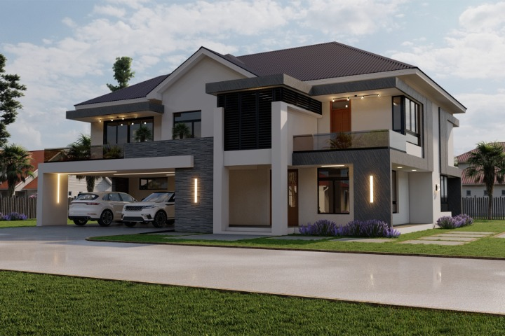 Modern 4 Bedroom Double Storey House - ID 24516